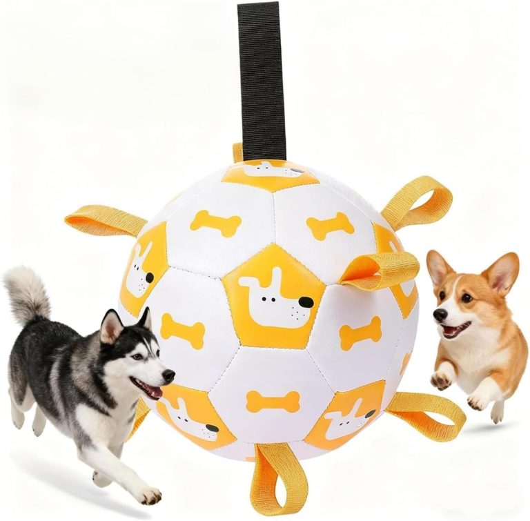 Interactive Dog Soccer Ball with Tug Straps