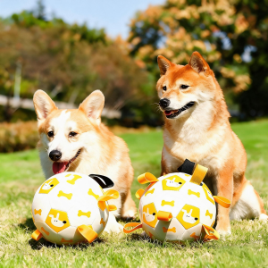 [Amazon AE] Milymax Interactive Dog Soccer Ball with Tug Straps (Mango Yellow, L)