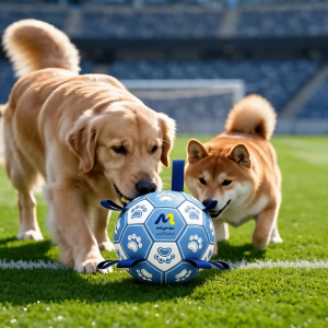 [Amazon AE] Milymax Interactive Dog Soccer Ball with Tug Straps (Blueberry Blue, L)